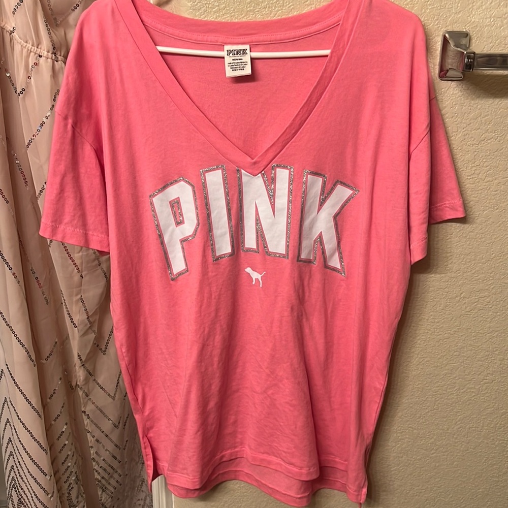 VS PINK oversized v neck tee in size medium